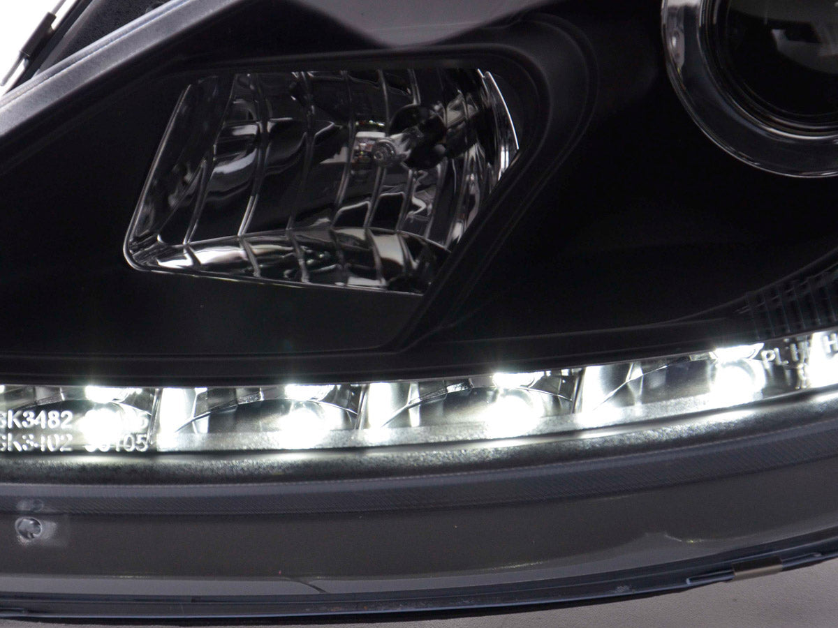 Scheinwerfer Set Daylight LED Tagfahrlicht Seat Leon 1P 09- schwarz Scheinwerfer Set Daylight LED Tagfahrlicht Seat Leon 1P 09- schwarz